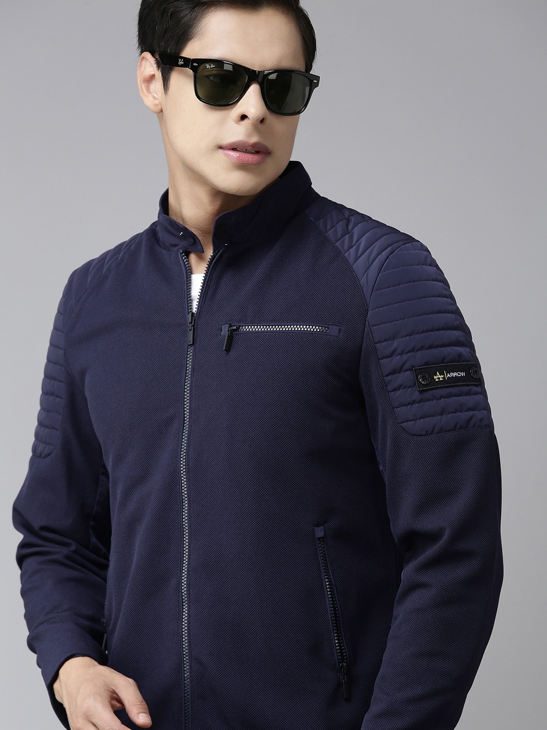 Arrow New York Men Navy Blue Tailored Jacket
