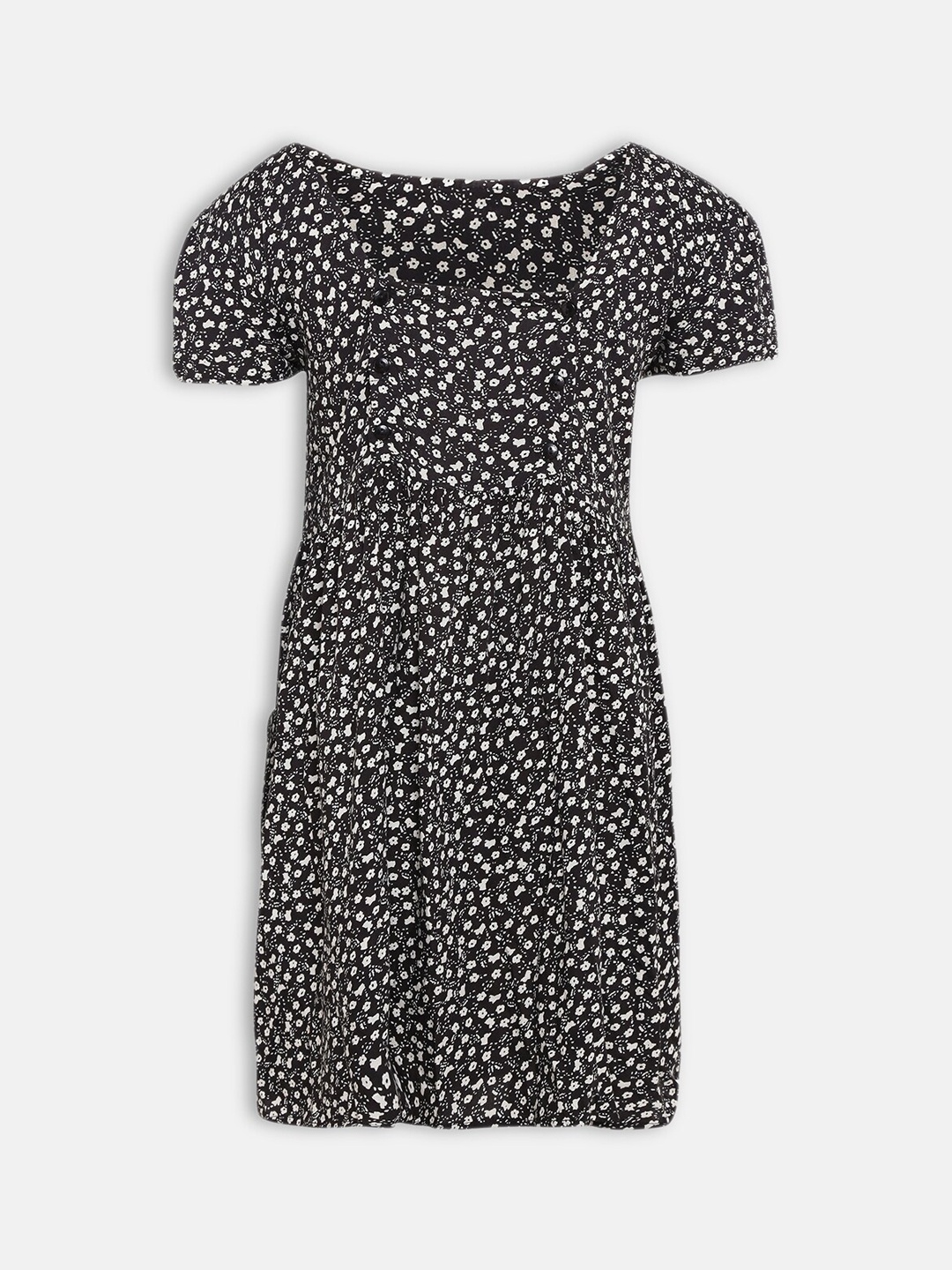 

Oxolloxo Black & Off White Floral Printed Dress
