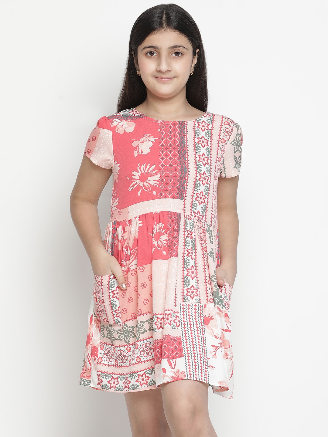 

Oxolloxo Pink Ethnic Motifs Satin Dress