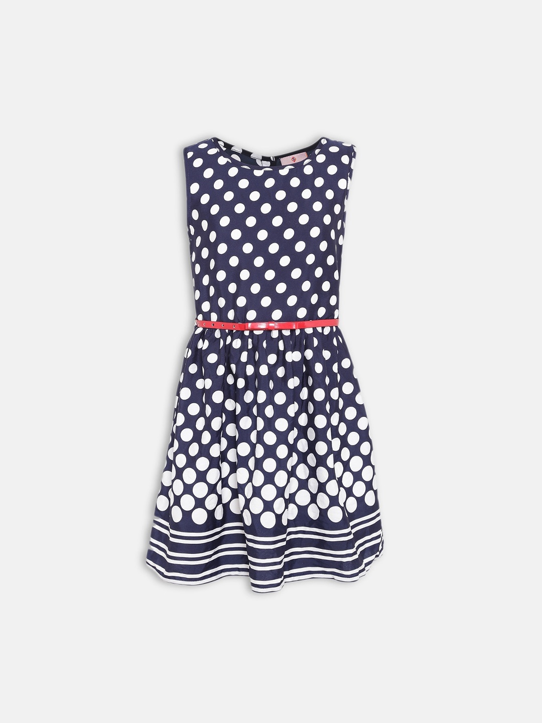 

Oxolloxo Girls Navy Blue & White Polka Dot Satin Dress