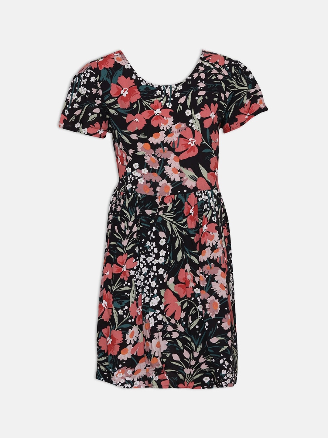 

Oxolloxo Girls Black & Pink Floral Printed Sheath Dress