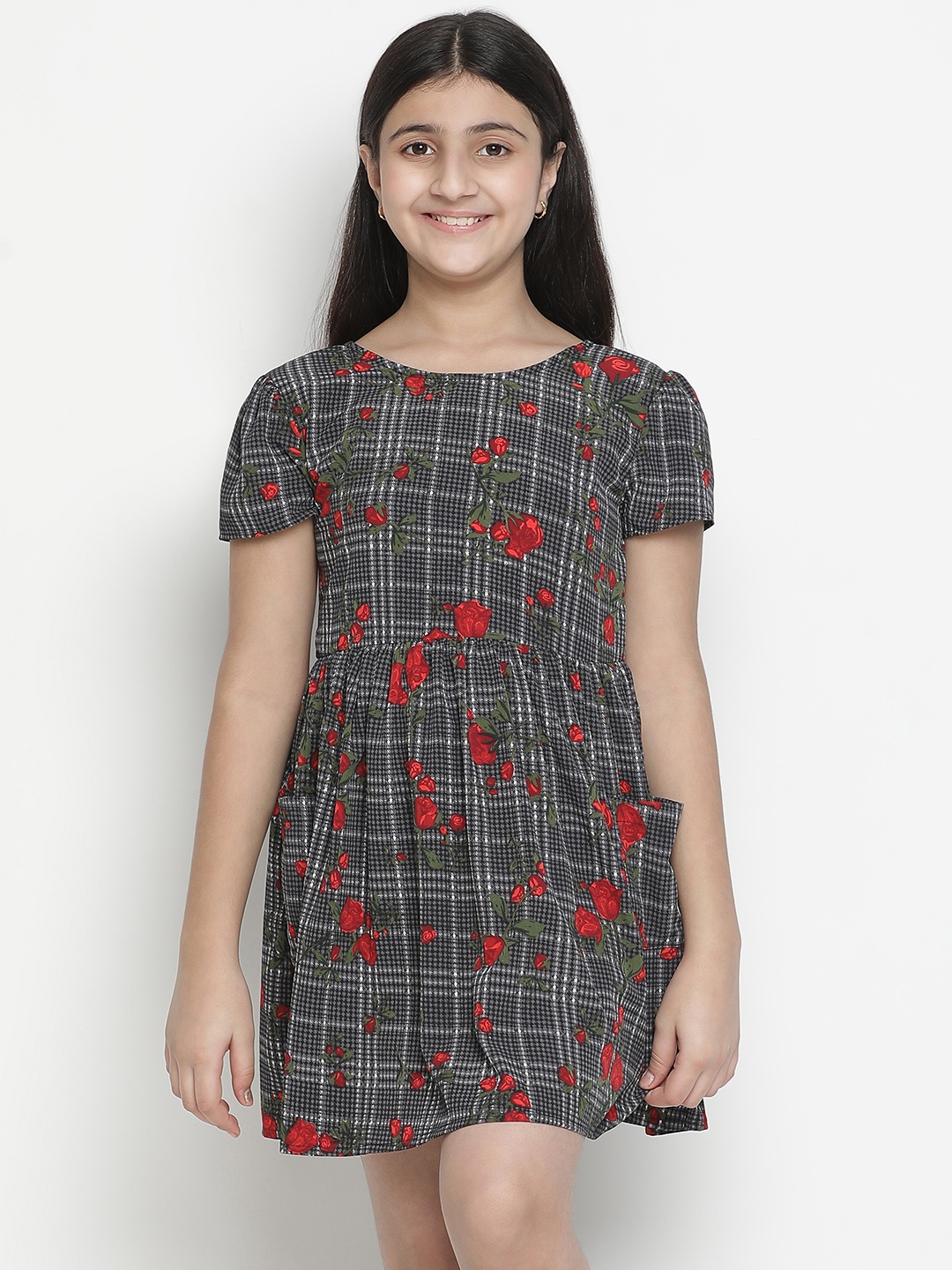

Oxolloxo Girls Black & Red Checked Satin Dress