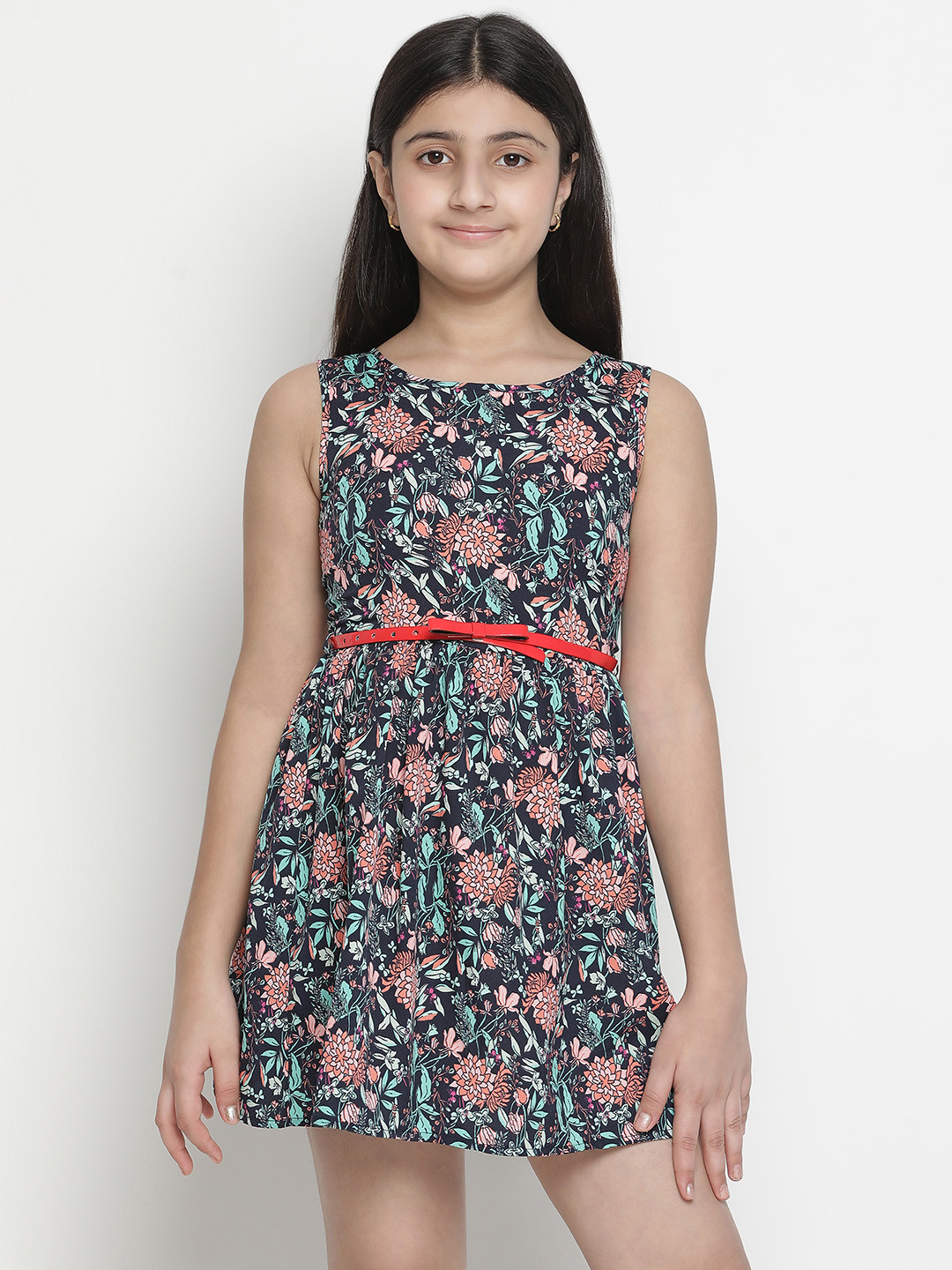 

Oxolloxo Girls Purple & Pink Floral Satin Dress