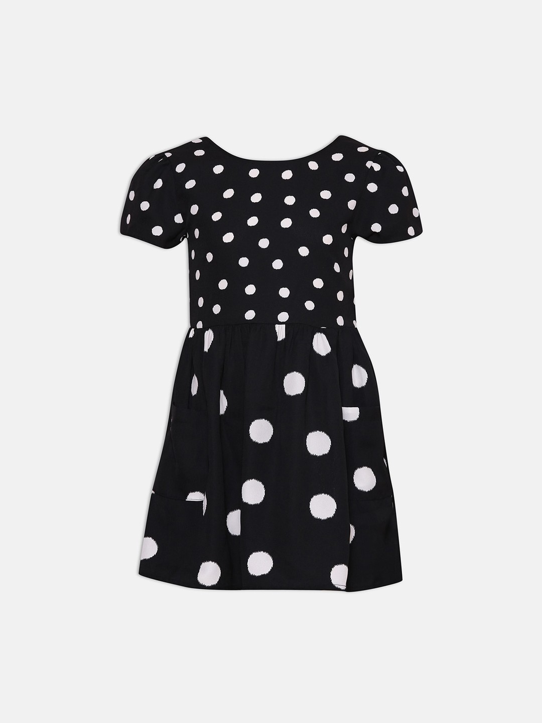 

Oxolloxo Girls Black & White Polka Dot Satin Dress