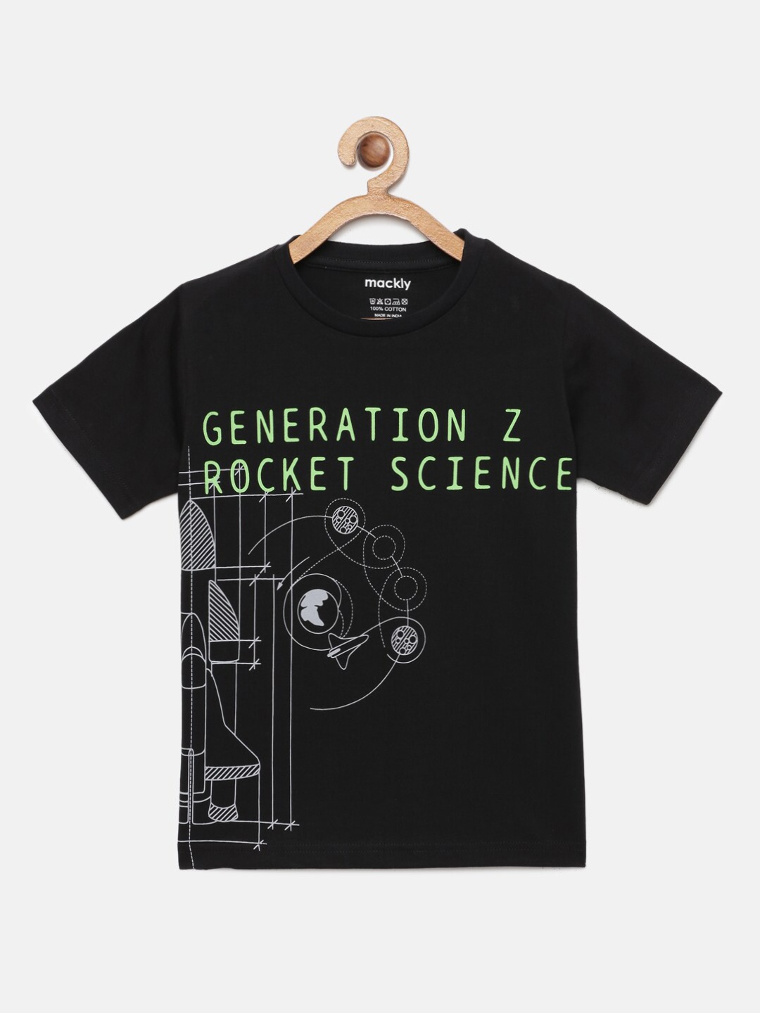 

mackly Boys Black & Green Printed Cotton Lounge T-Shirt