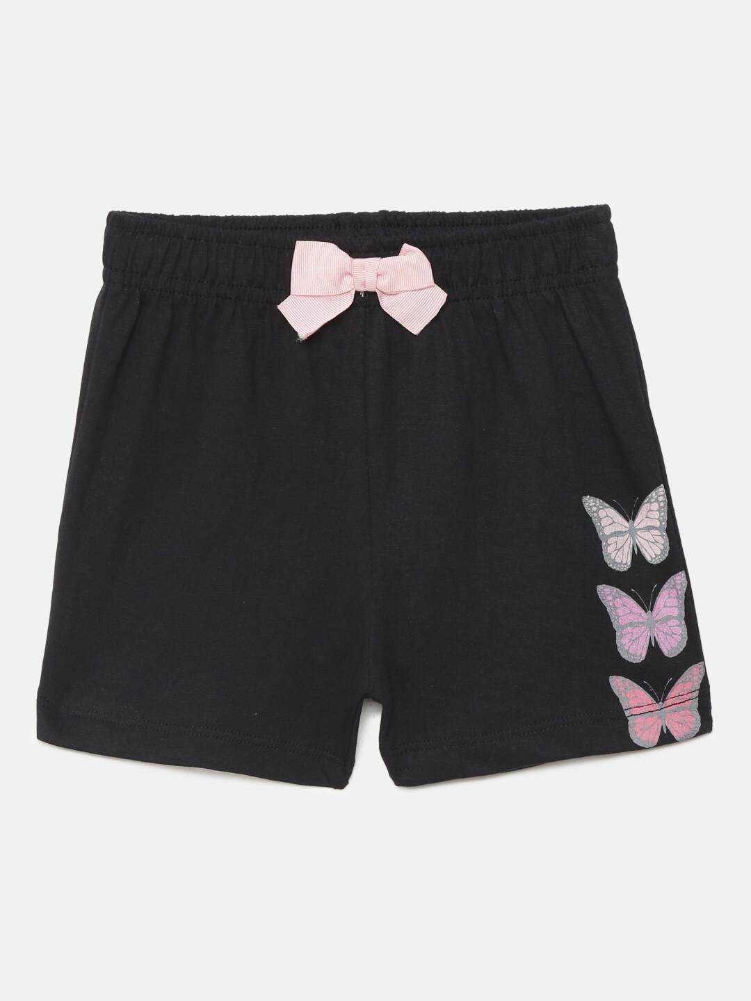 

mackly Girls Black & Pink Printed Lounge Shorts