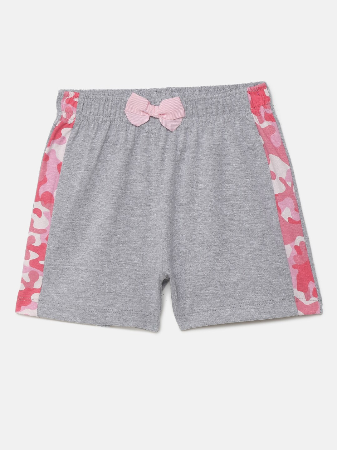 

mackly Girls Grey Melange & Pink Printed Lounge Shorts