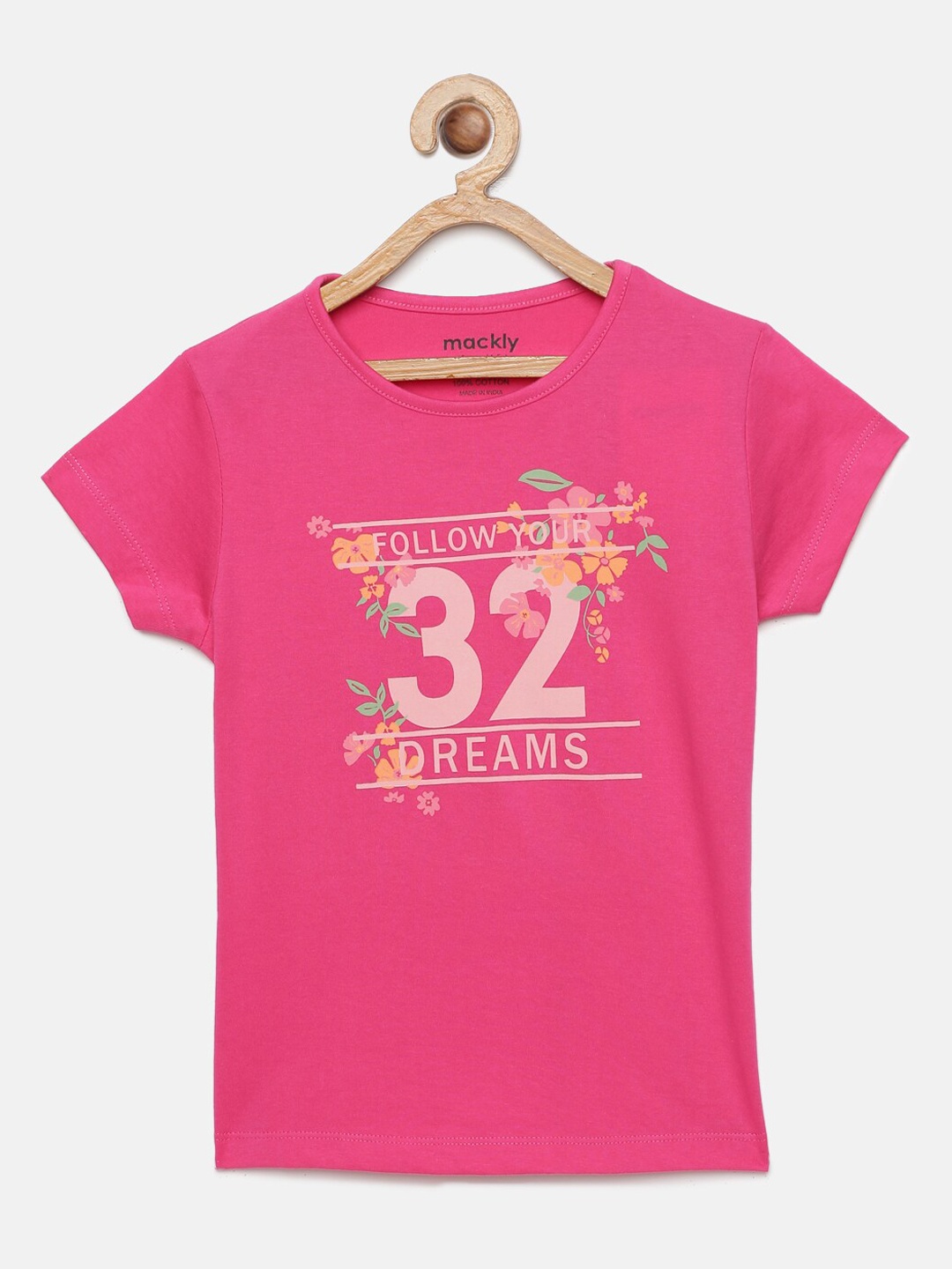 

mackly Girls Pink & Orange Printed Cotton Lounge T-Shirt
