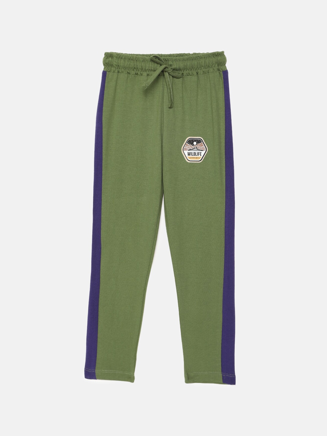

mackly Boys Olive Green & Blue Colourblocked Cotton Lounge Pants
