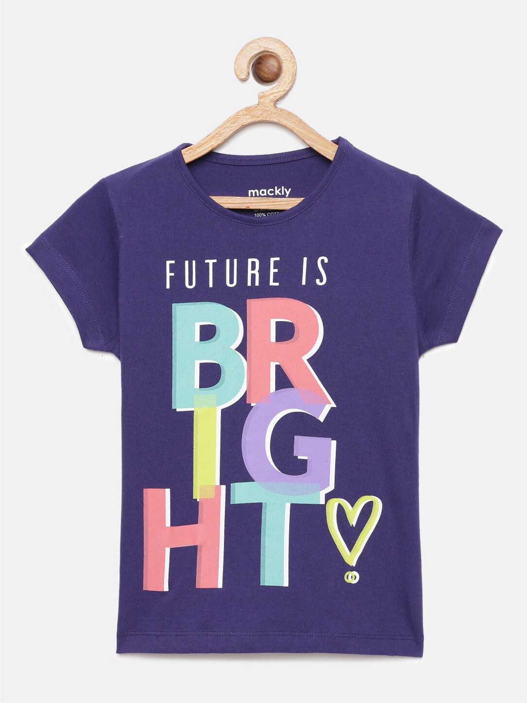 

mackly Girls Navy Blue & Yellow Printed Cotton Lounge T-Shirt