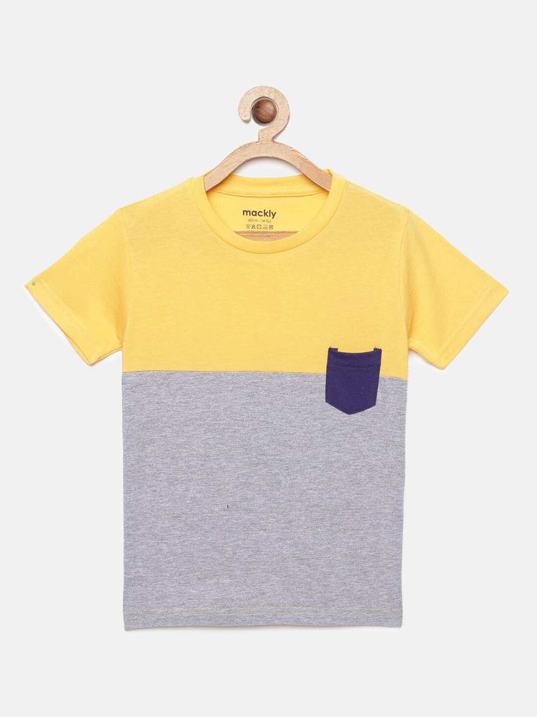 

mackly Boys Grey & Yellow Colourblocked Cotton Lounge T-Shirt