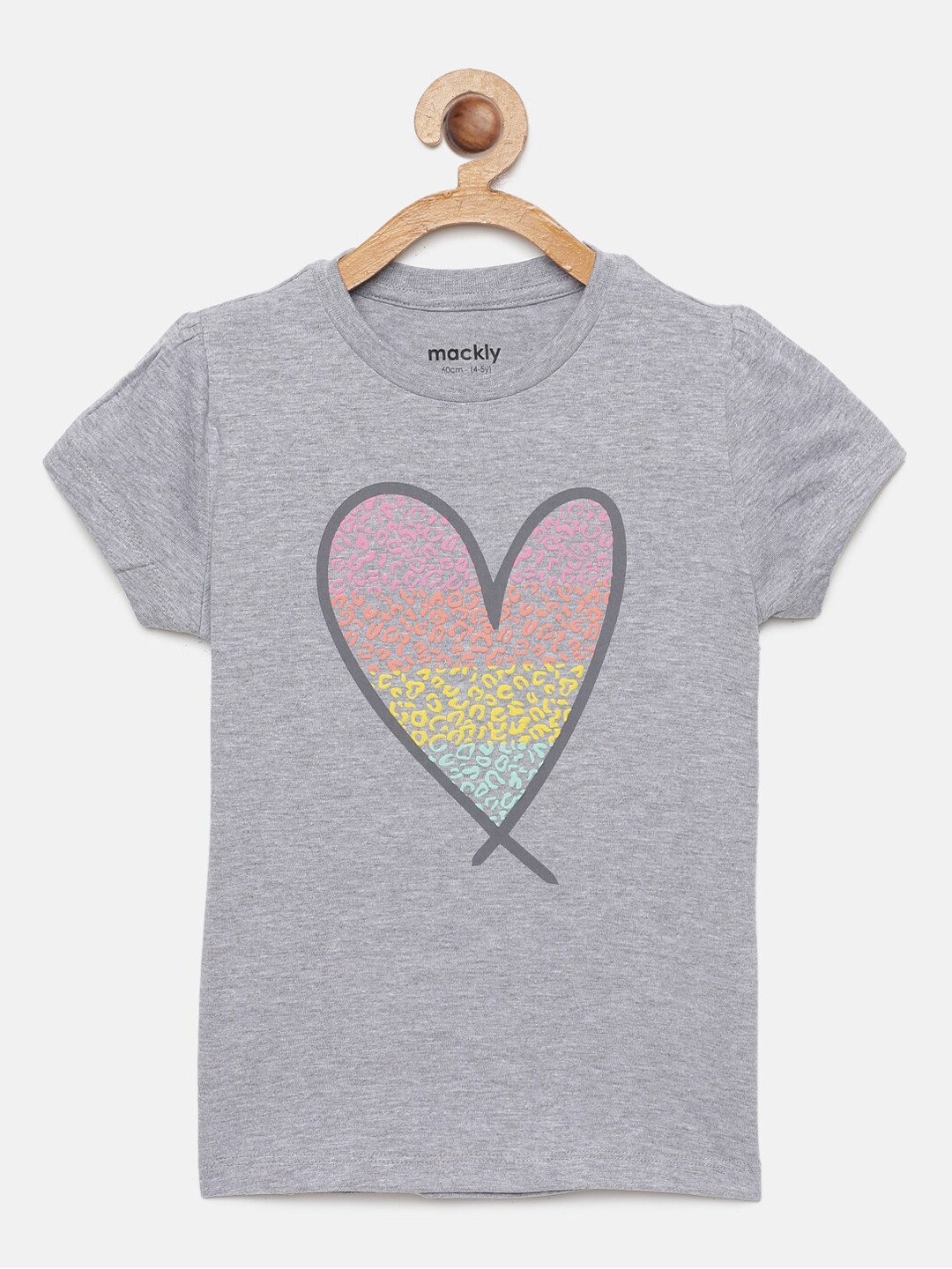 

mackly Girls Grey Melange & Pink Graphic Printed Cotton Lounge T-Shirt