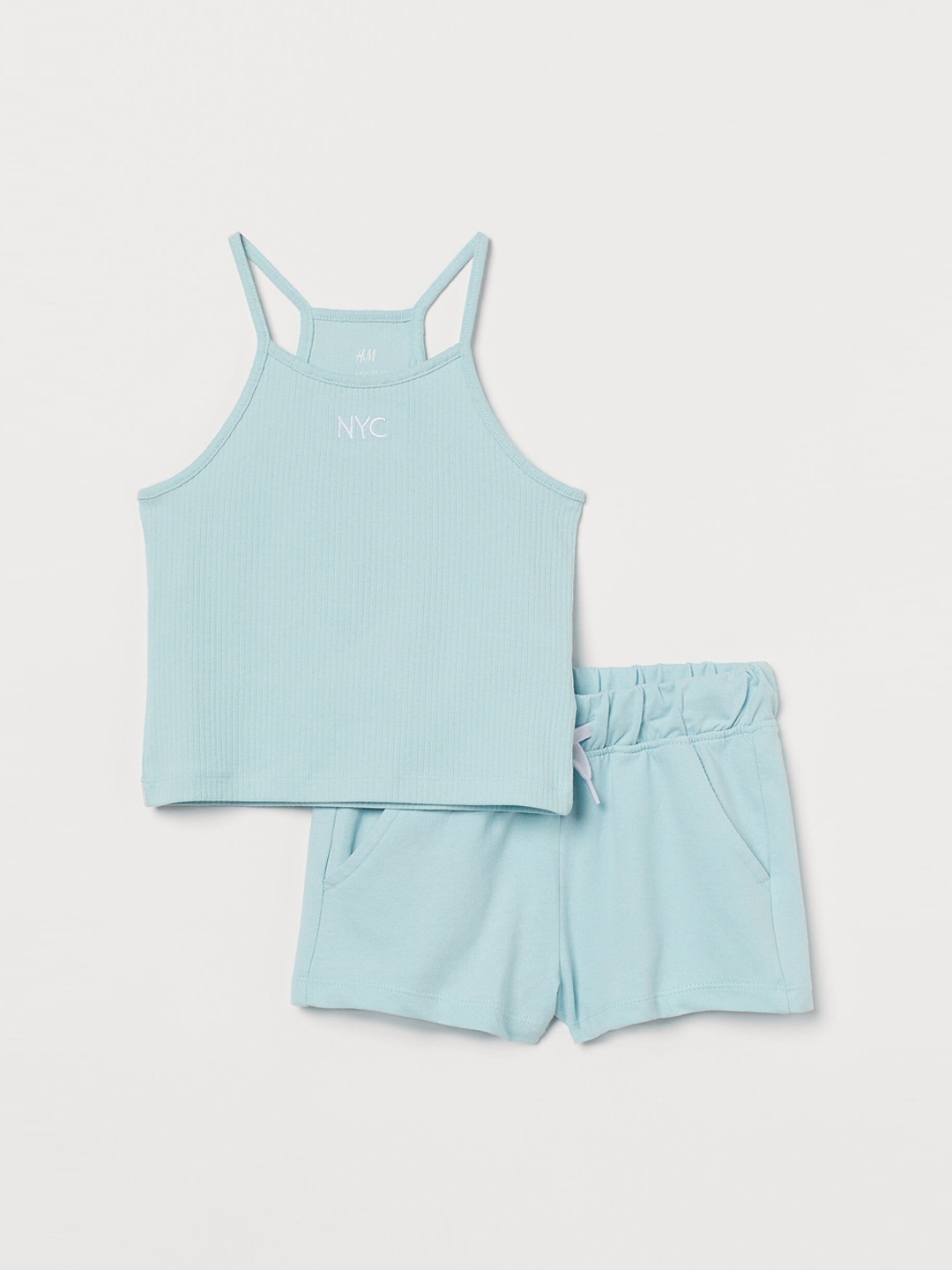 

H&M Girls Turquoise Blue 2-piece cotton set