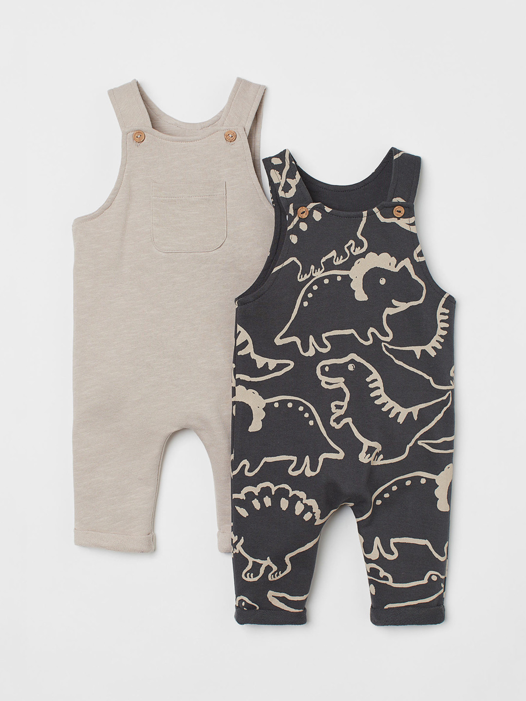 

H&M Boys Pack of 2 Cotton Dungarees, Grey