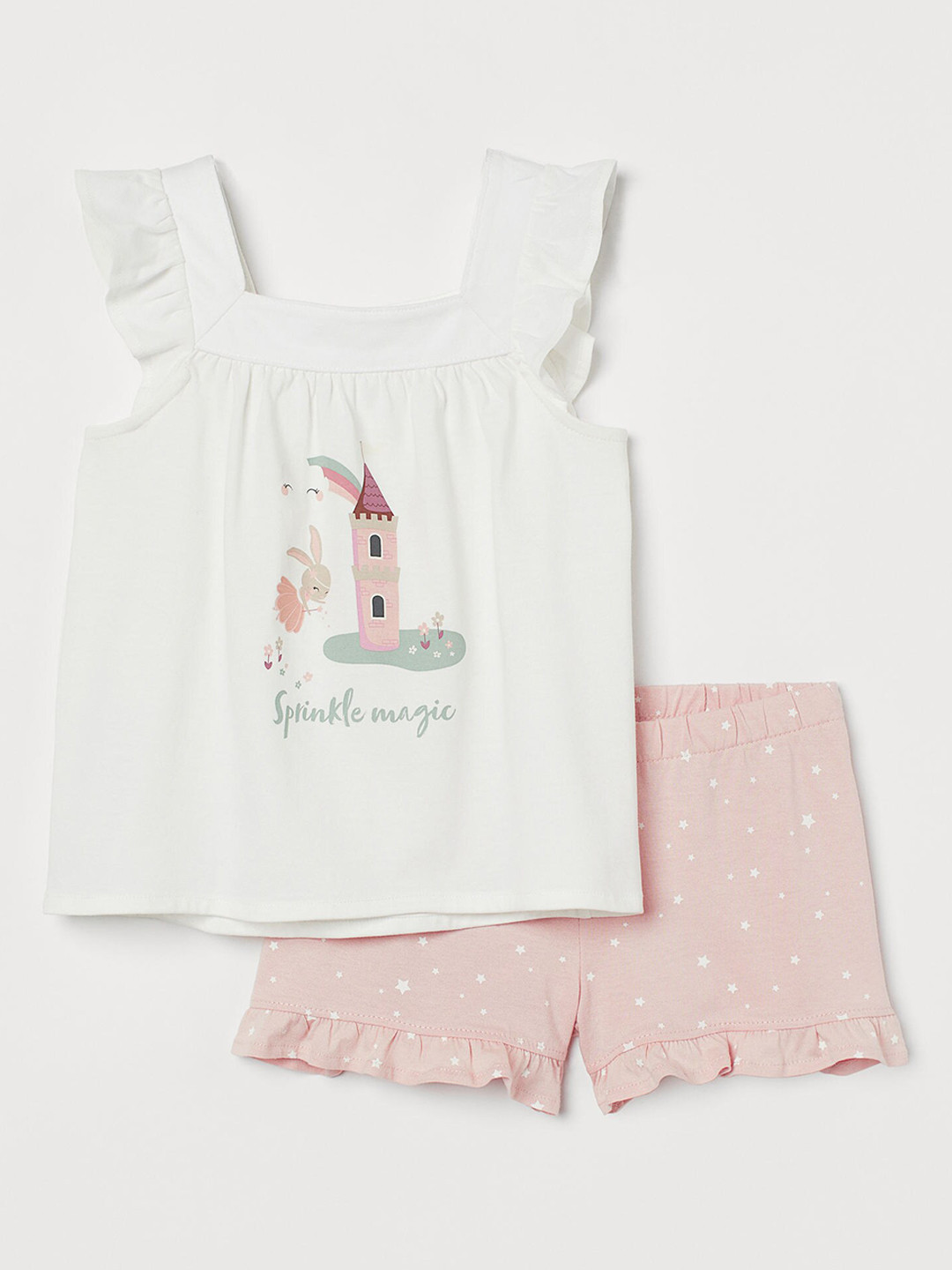 

H&M Girls White & Pink Jersey pyjamas