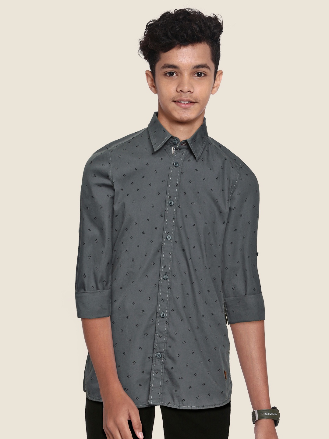 

UTH by Roadster Boys Grey Pure Cotton Printed Casual Shirt