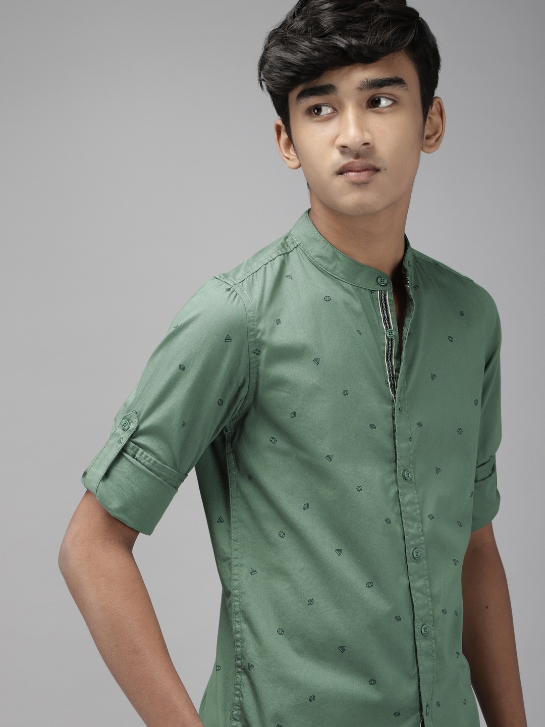 

UTH by Roadster Boys Green Pure Cotton Printed Casual Shirt