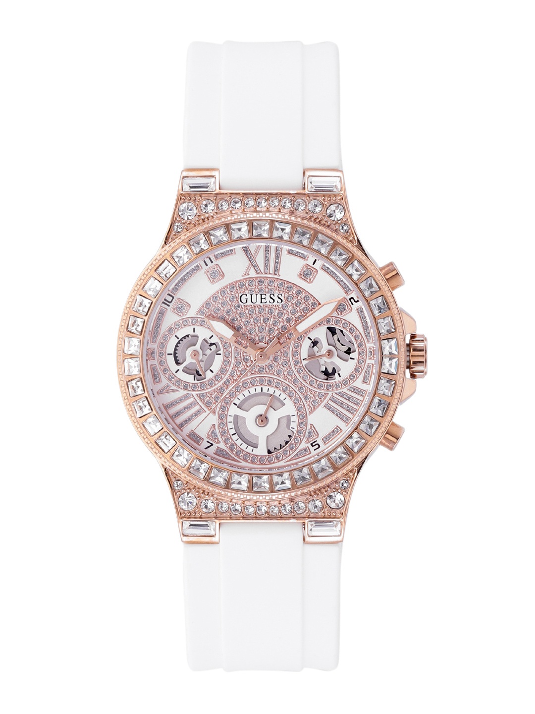 

GUESS Women White Embellished Dial & White Straps Analogue Watch GW0257L2