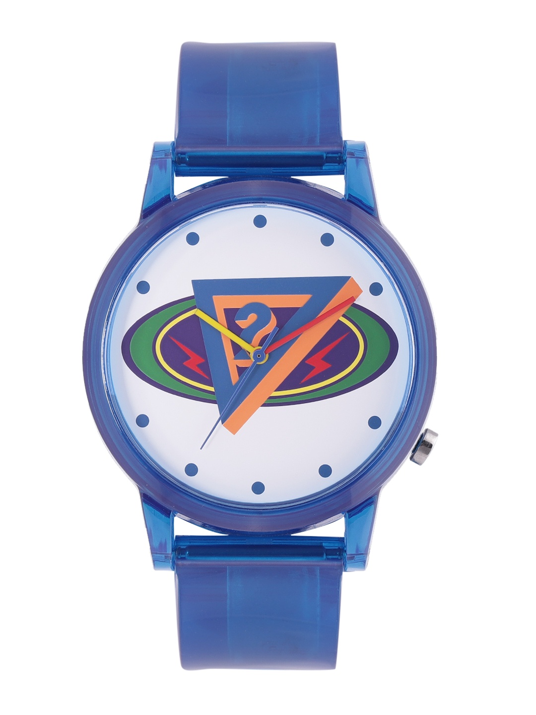 

GUESS Unisex White Printed Dial & Blue Straps Analogue Watch V1049M1