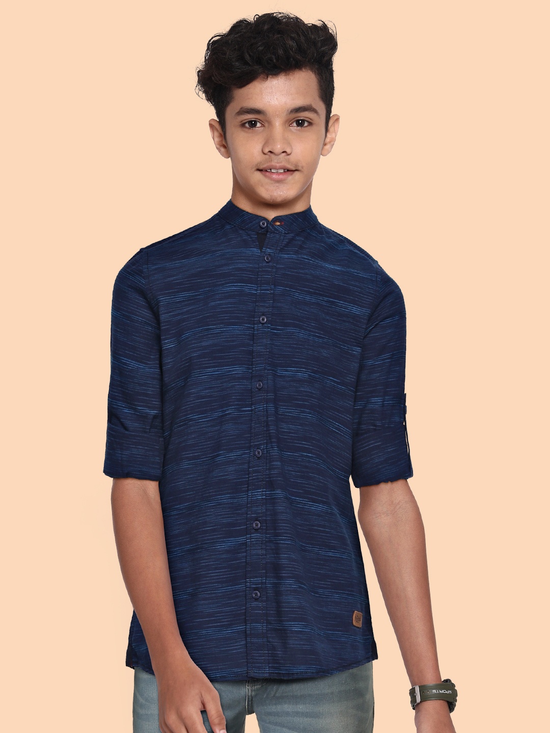 

UTH by Roadster Boys Navy Blue Buffalo Checks Opaque Pure Cotton Casual Shirt
