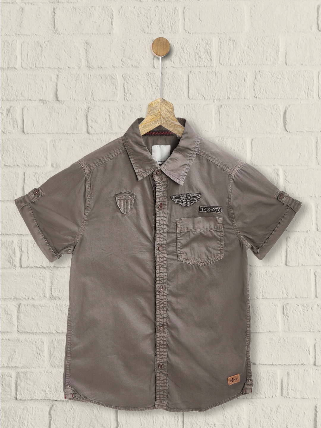 

UTH by Roadster Boys Charcoal Grey Solid Pure Cotton Opaque Casual Shirt