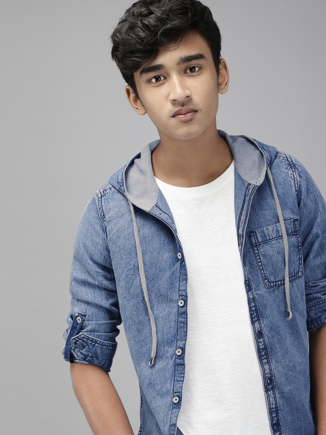 

UTH by Roadster Boys Blue Pure Cotton Opaque Casual Shirt