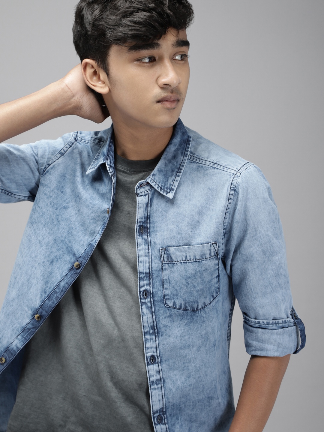 

UTH by Roadster Boys Blue Pure Cotton Casual Shirt