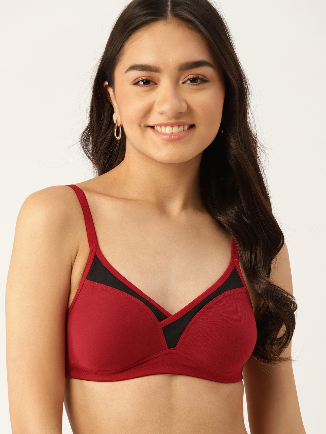 

DressBerry Women Maroon & Black Solid T-shirt Bra New1-PM-SC-DT-06