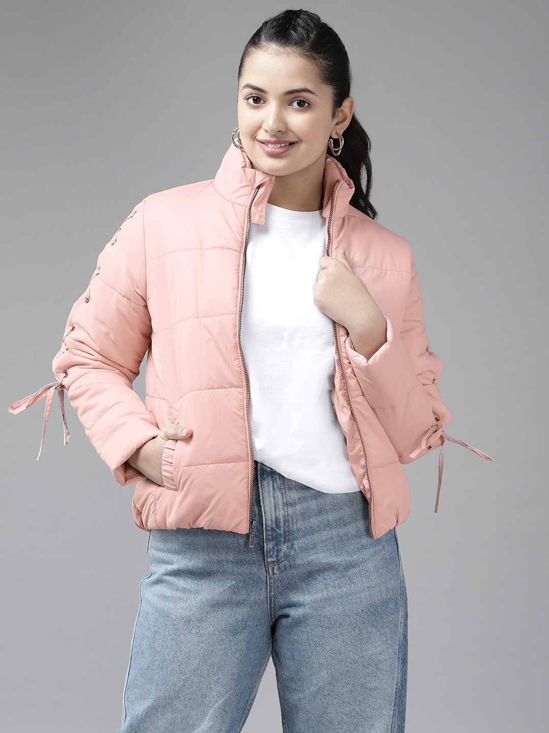 

UTH by Roadster Girls Peach-Coloured Padded Jacket