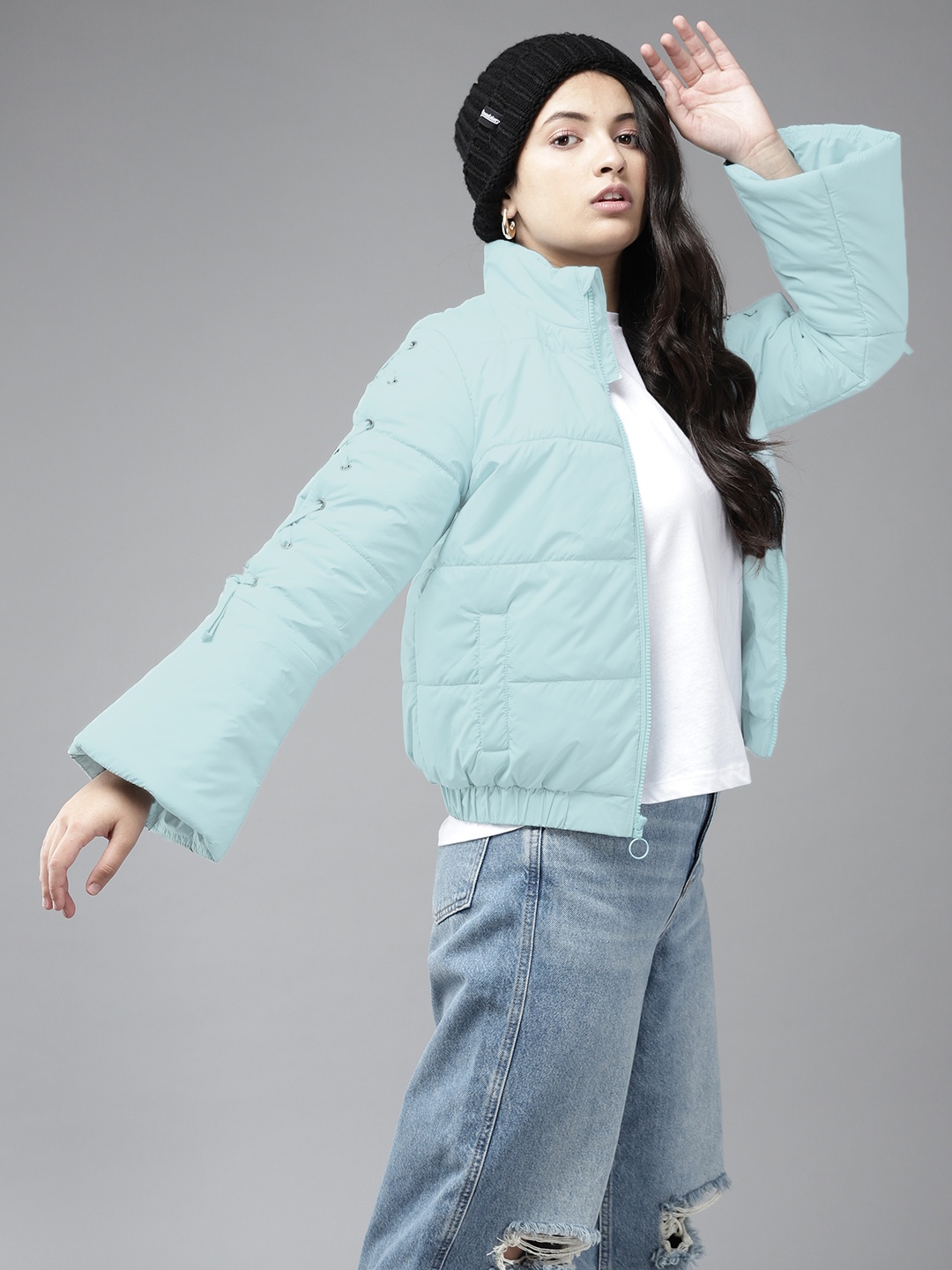 

UTH by Roadster Girls Blue Solid Padded Jacket
