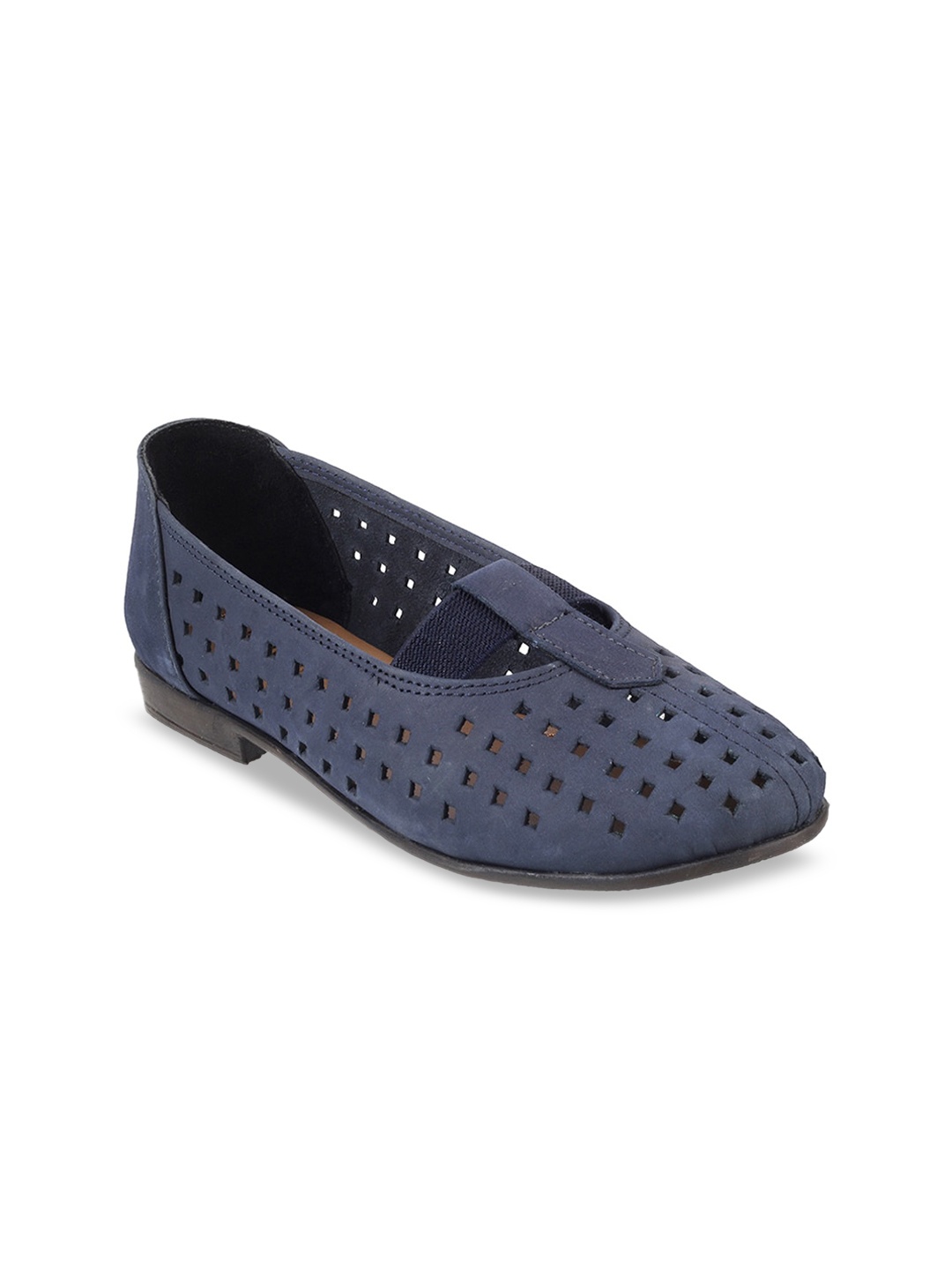 

Mochi Women Blue Ballerinas with Laser Cuts Flats