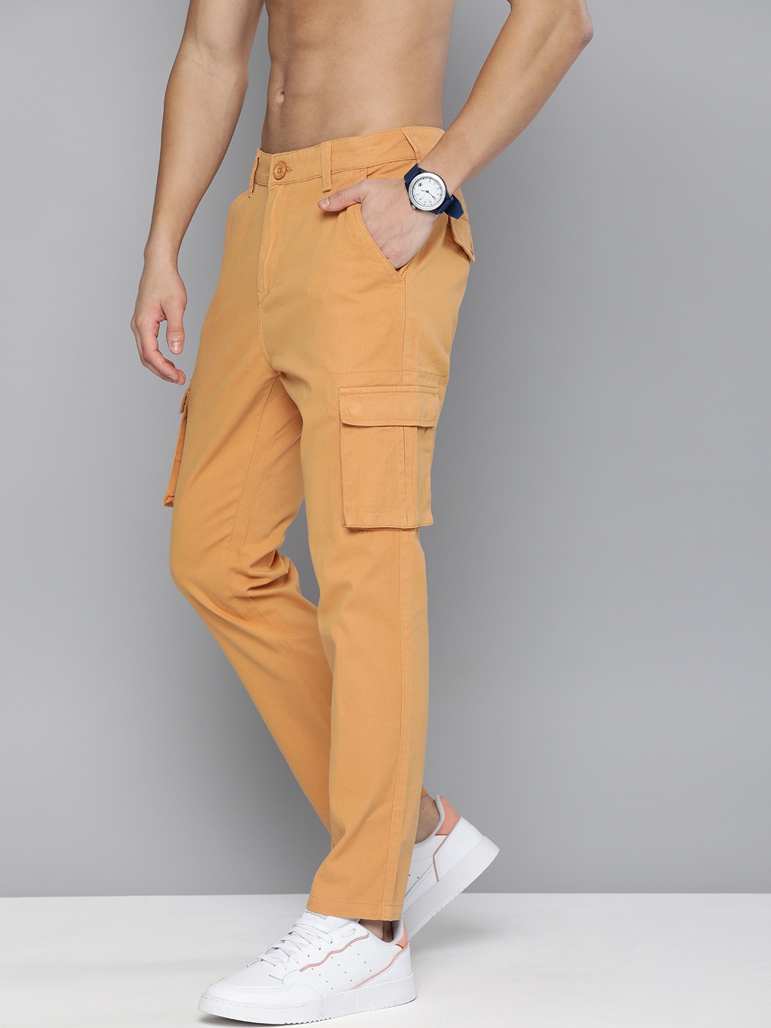 

HERE&NOW Men Yellow Cargos Trousers