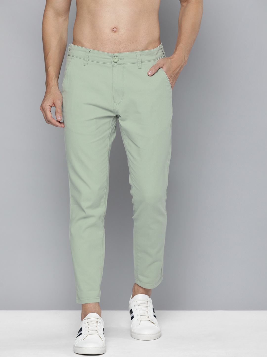 

HERE&NOW Men Green Chinos Trousers