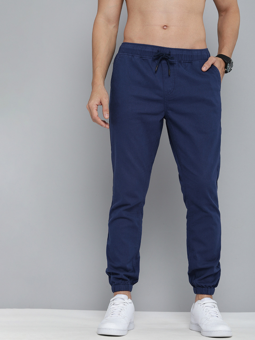 

HERE&NOW Men Navy Blue Solid Joggers