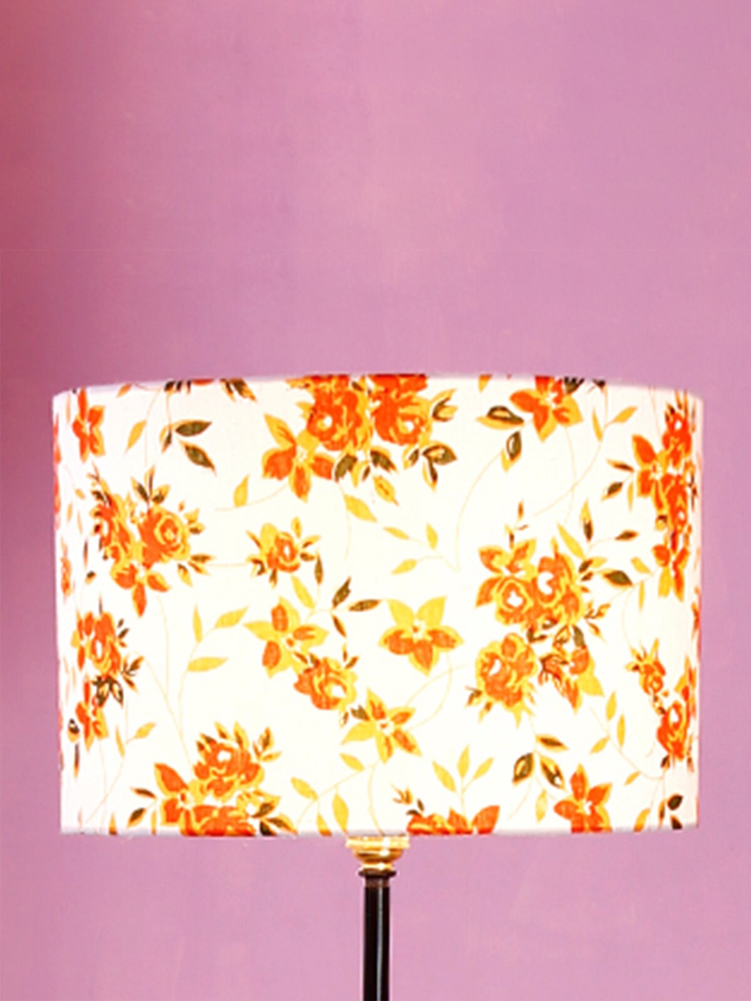 

Devansh Orange & Cream-Coloured Printed Fabric Traditional Club Lamp Shade