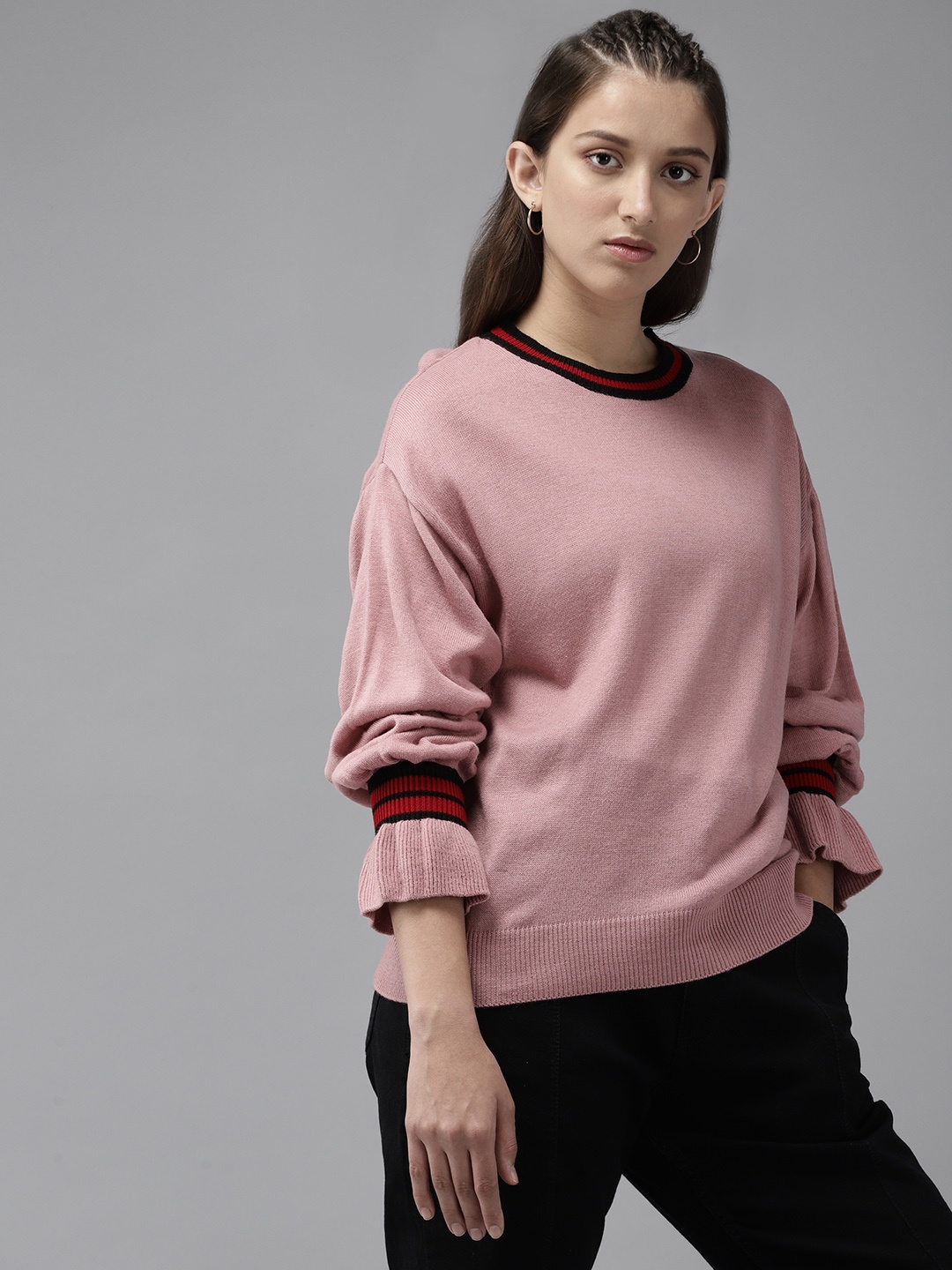 

UTH by Roadster Girls Pink & Red Solid Pullover