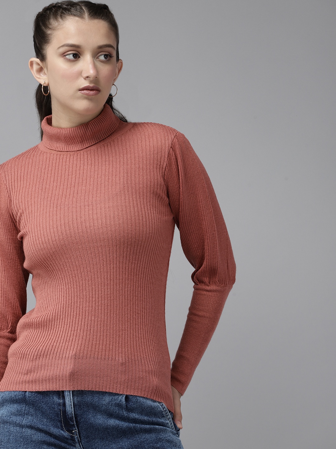 

UTH by Roadster Girls Solid Pink Pullover with Ribbed Design