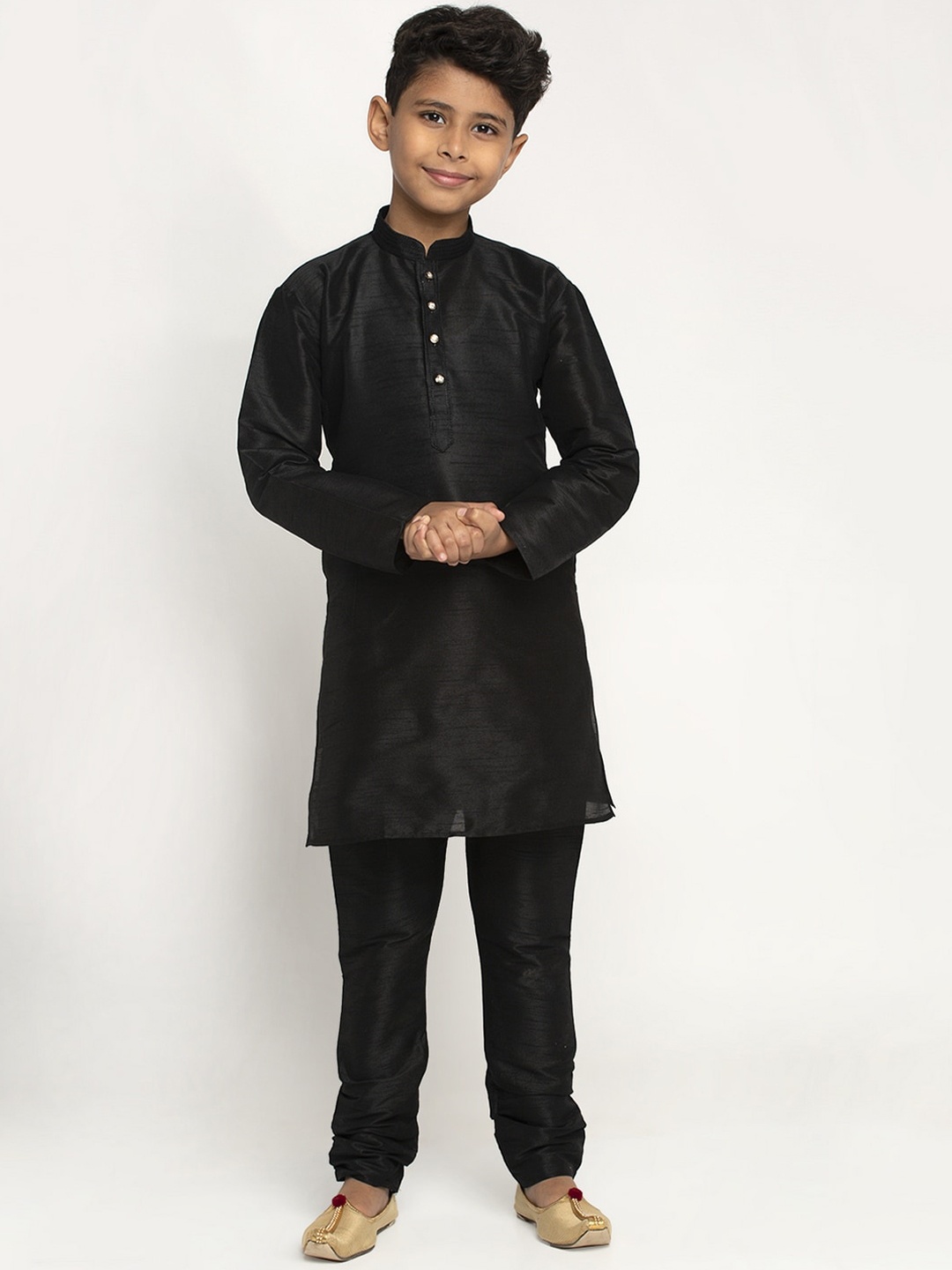 

KRAFT INDIA Boys Black Silk Kurta with Churidar