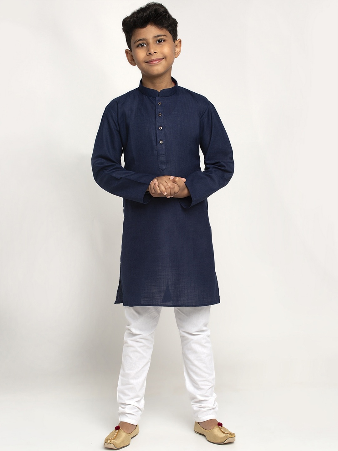 

KRAFT INDIA Boys Navy Blue & White Cotton Kurta with Pyjamas
