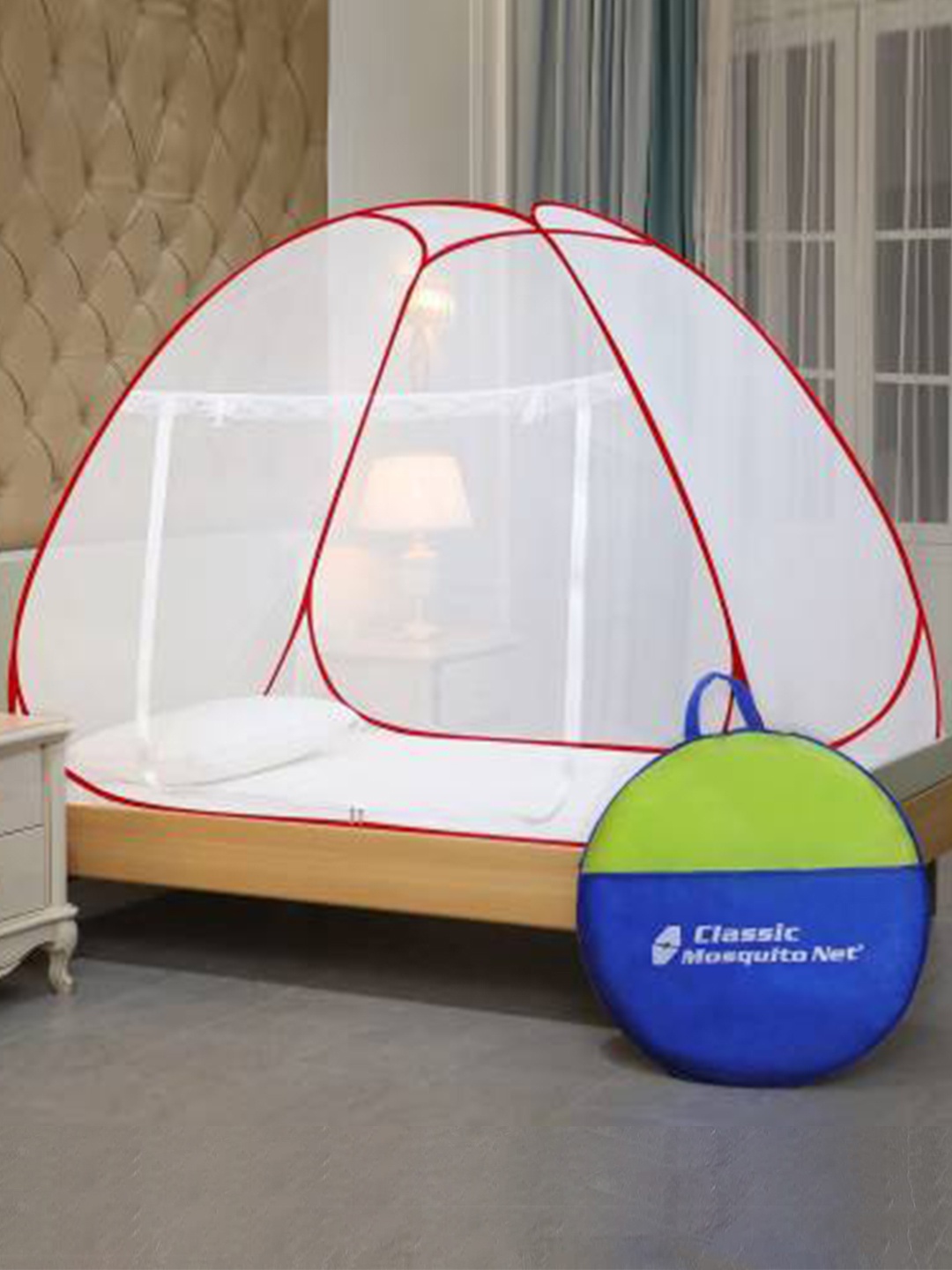 

Classic Mosquito Net White & Red Sheer Single Size Mosquito Net