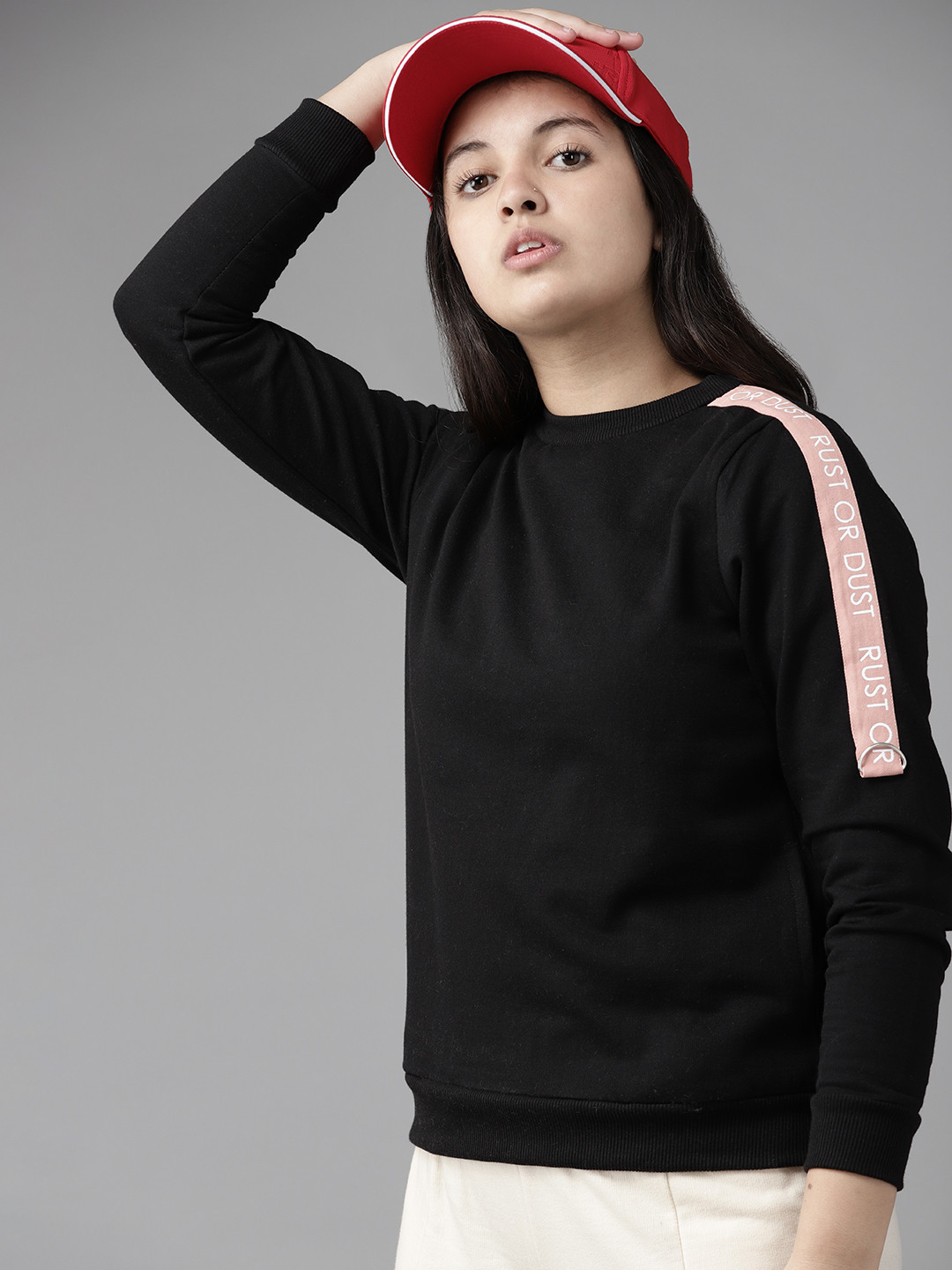 

UTH by Roadster Girls Black Solid Sweatshirt