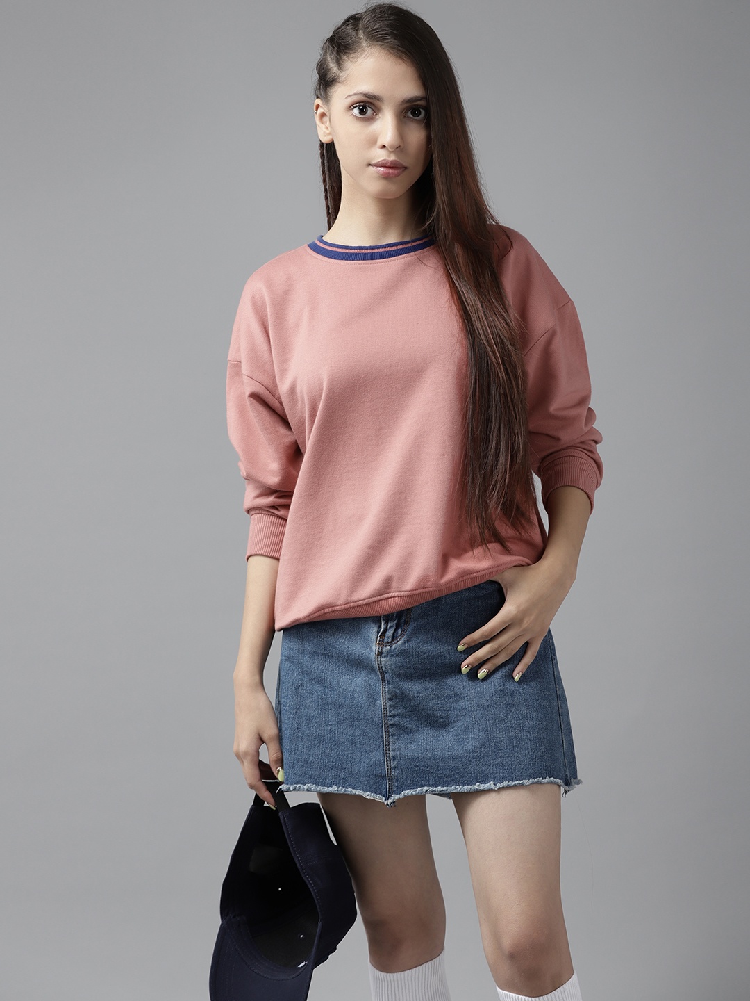

UTH by Roadster Girls Peach-Coloured Solid Sweatshirt