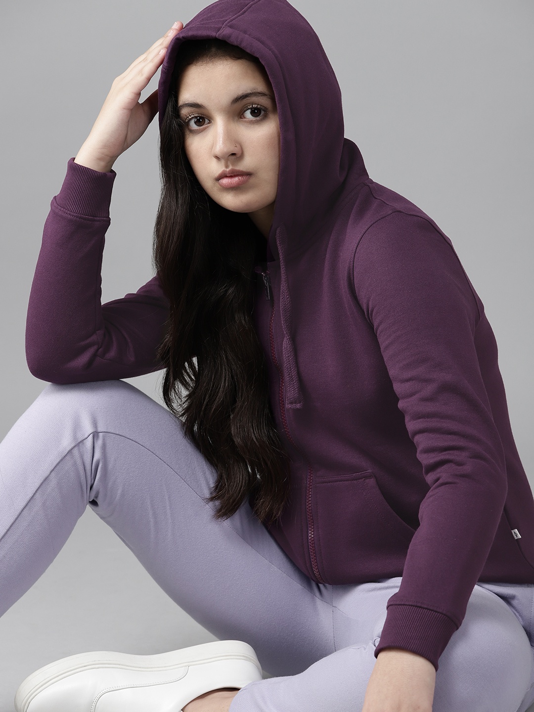 

UTH by Roadster Girls Aubergine Solid Hooded Sweatshirt, Purple