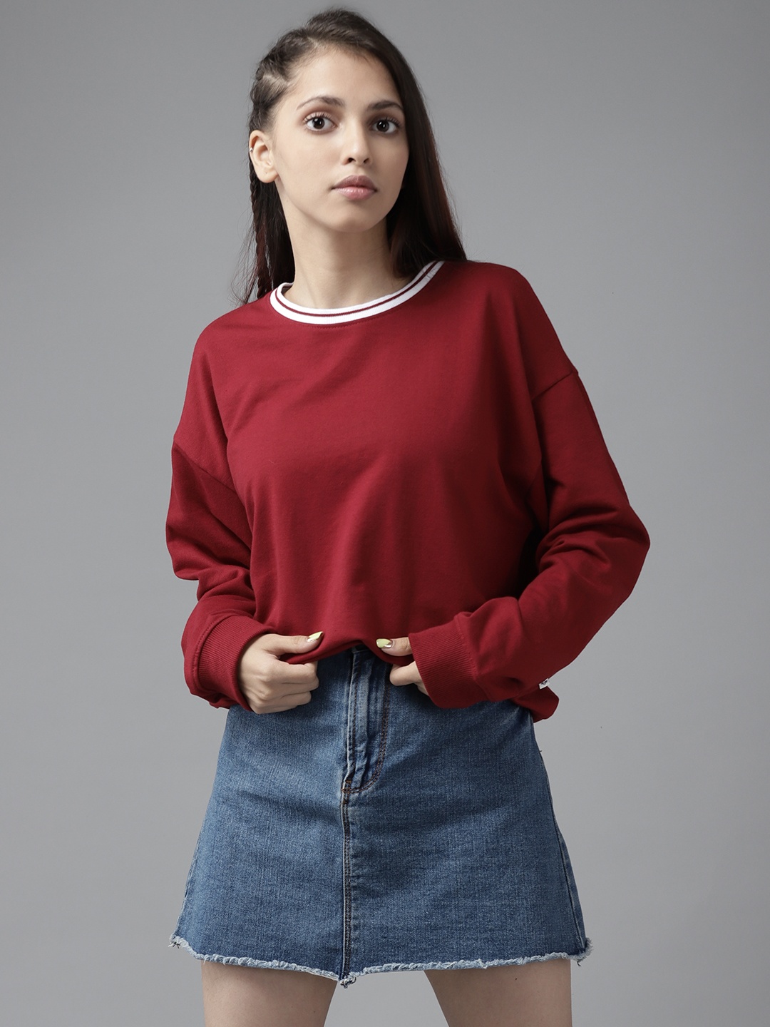 

UTH by Roadster Girls Maroon Solid Sweatshirt