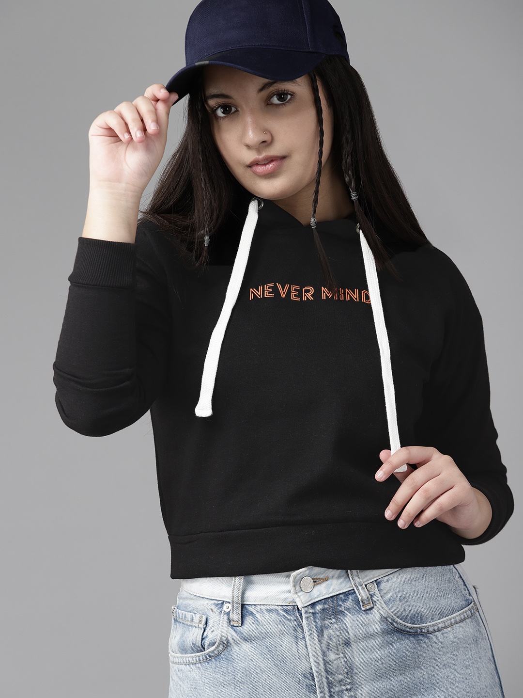 

UTH by Roadster Girls Black Printed Detail Hooded Sweatshirt