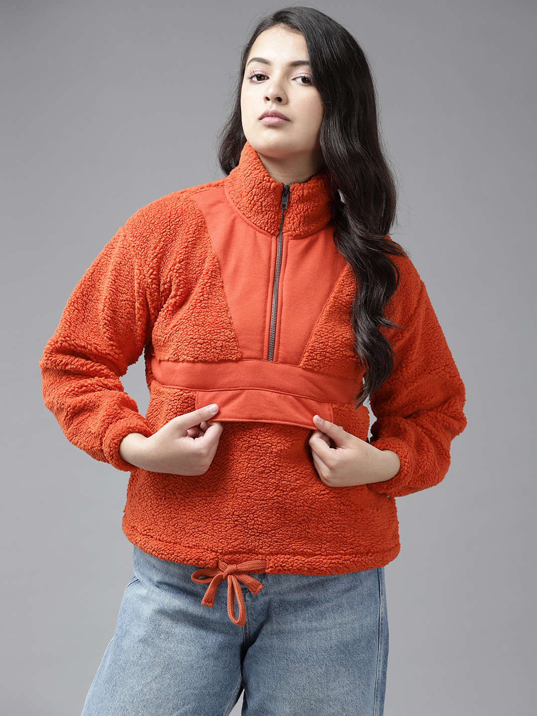 

UTH by Roadster Girls Orange Sherpa Sweatshirt