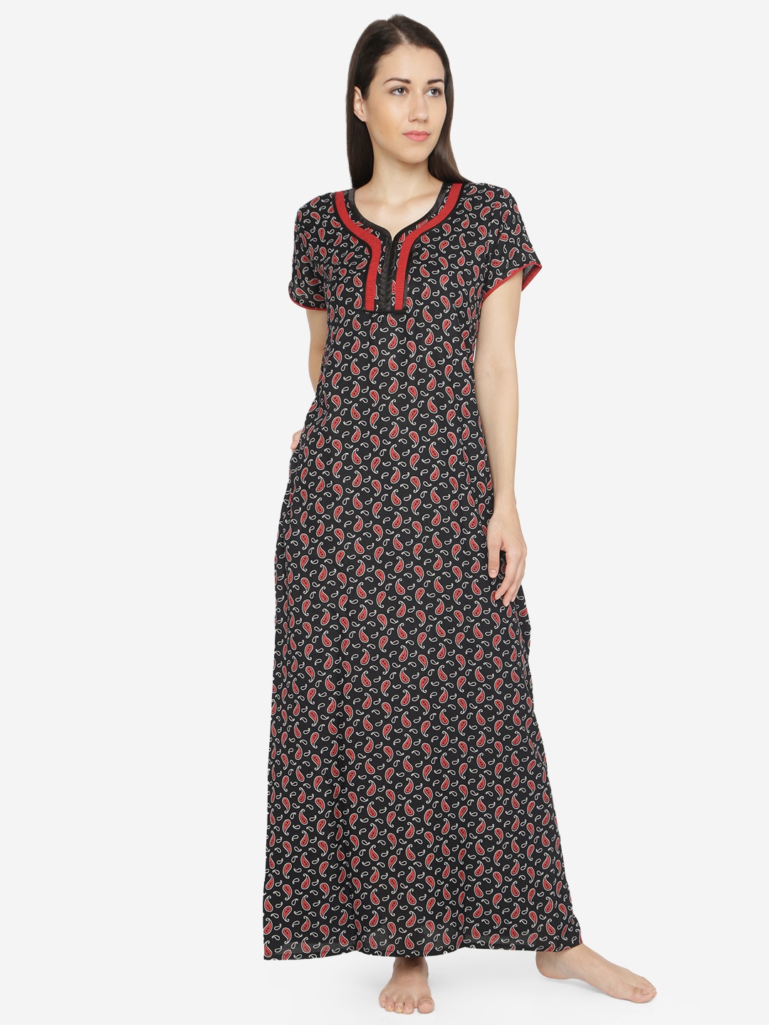 

Sand Dune Black Printed Maxi Nightdress