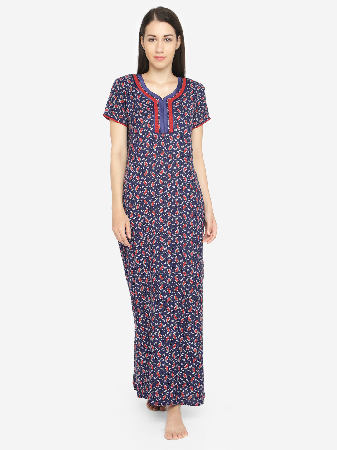 

Sand Dune Navy Blue Printed Maxi Nightdress