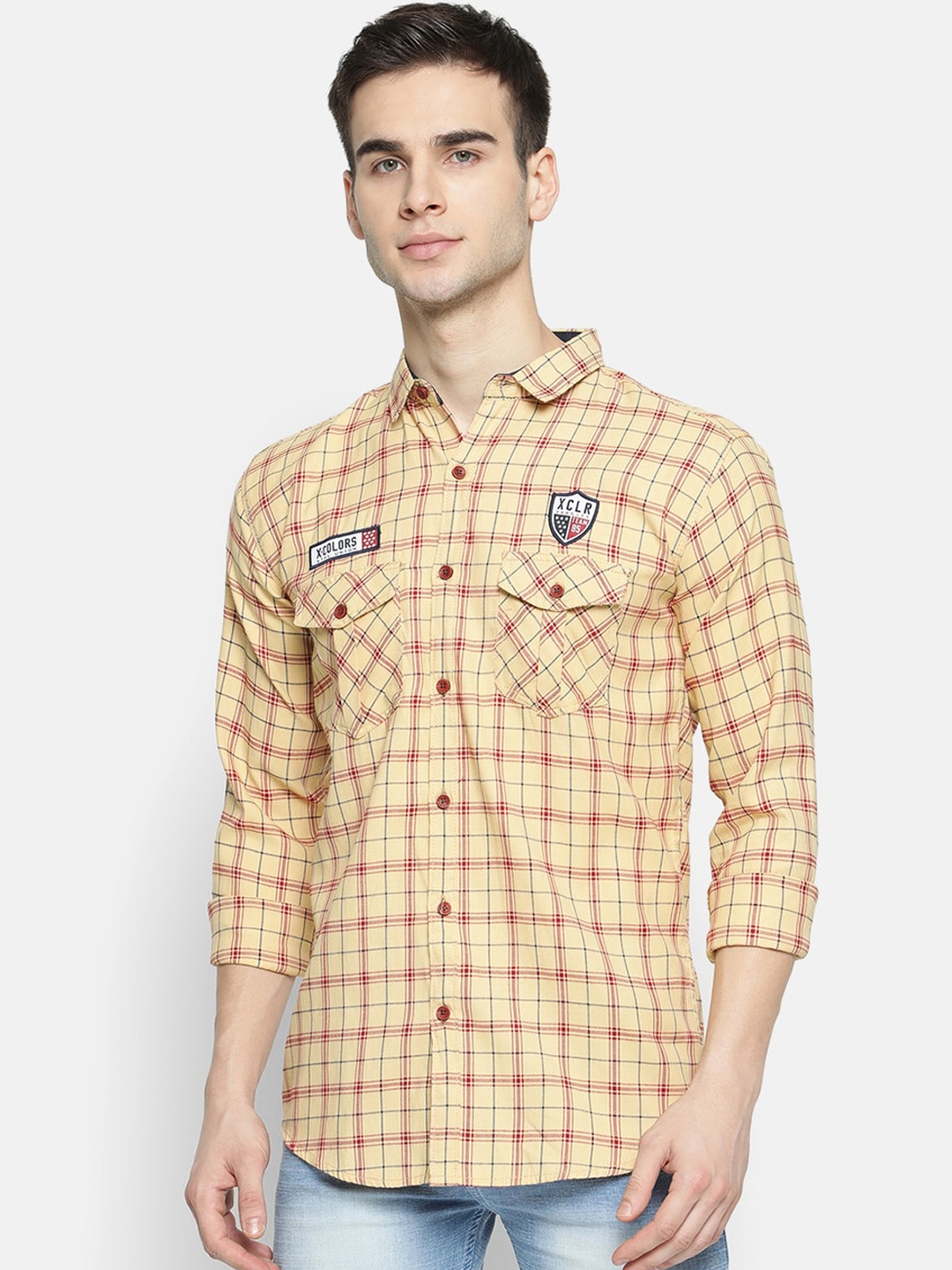 

V2 Value & Variety Men Beige & Maroon Tartan Checked Casual Shirt