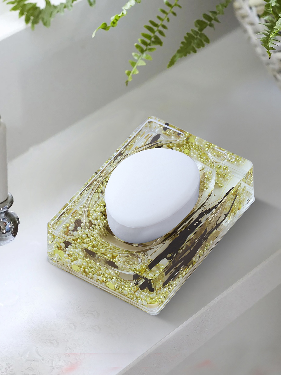 

OBSESSIONS Gold-Toned Floral Printed Agua Acrylic Soap Dish